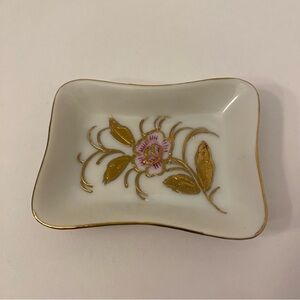 Vintage Kalk German Porcelain Trinket Dish Hand Painted Floral Crossed Arrows